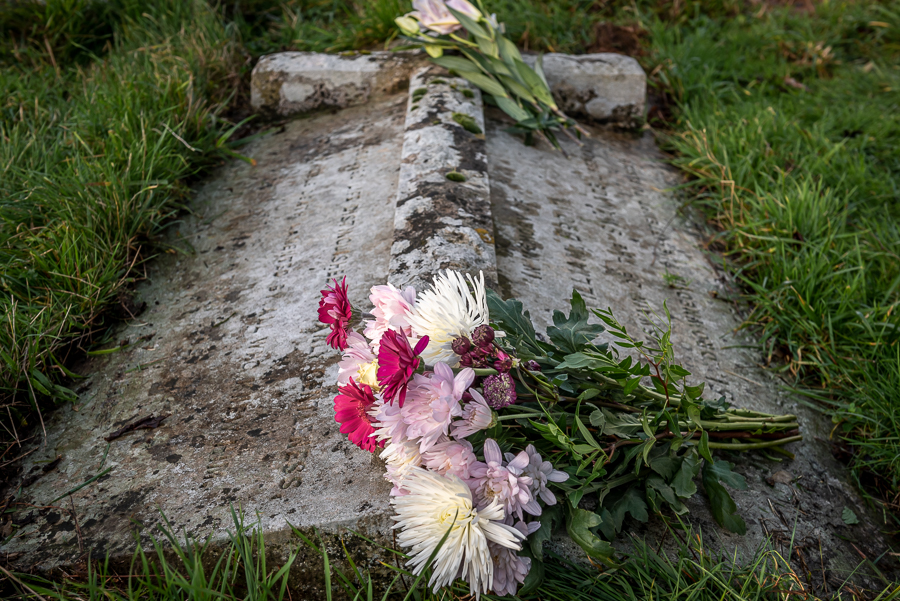 Gravestone and Flowers